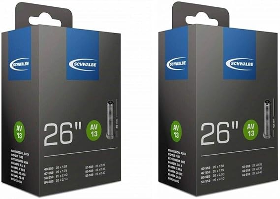 Schwalbe 2 x 26 Mountain Bike Inner Tubes 26x2.1 with Schrader/Car Valves,Black