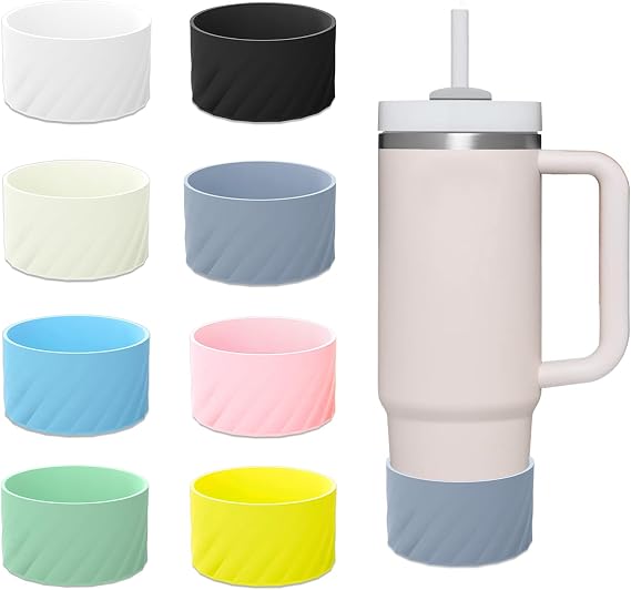 8pcs Silicone Boot for Stanley 40 oz Tumbler, Anti-Slip Rubber Bottom Protector Sleeve Cover Cup Accessories, 8 Colors
