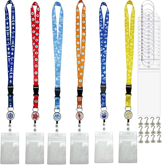 DAYUMKOU 6 Set Cruise Luggage Tags with Detachable Cruise Lanyard | Cruise Luggage Tags Include Hooks, Luggage Tag Holders for Carnival Cabins Cruise Essentials for Ship Cards