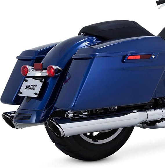 Vance and Hines 16672 Twin Slash Round 4in. Chrome Slip-On Exhaust for Harley Davidso -Touring-2017 and 2018 Models ONLY