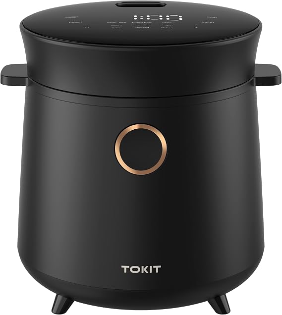 TOKIT Mini Rice Cooker with 3-Cup Uncooked Capacity and 9 Presets