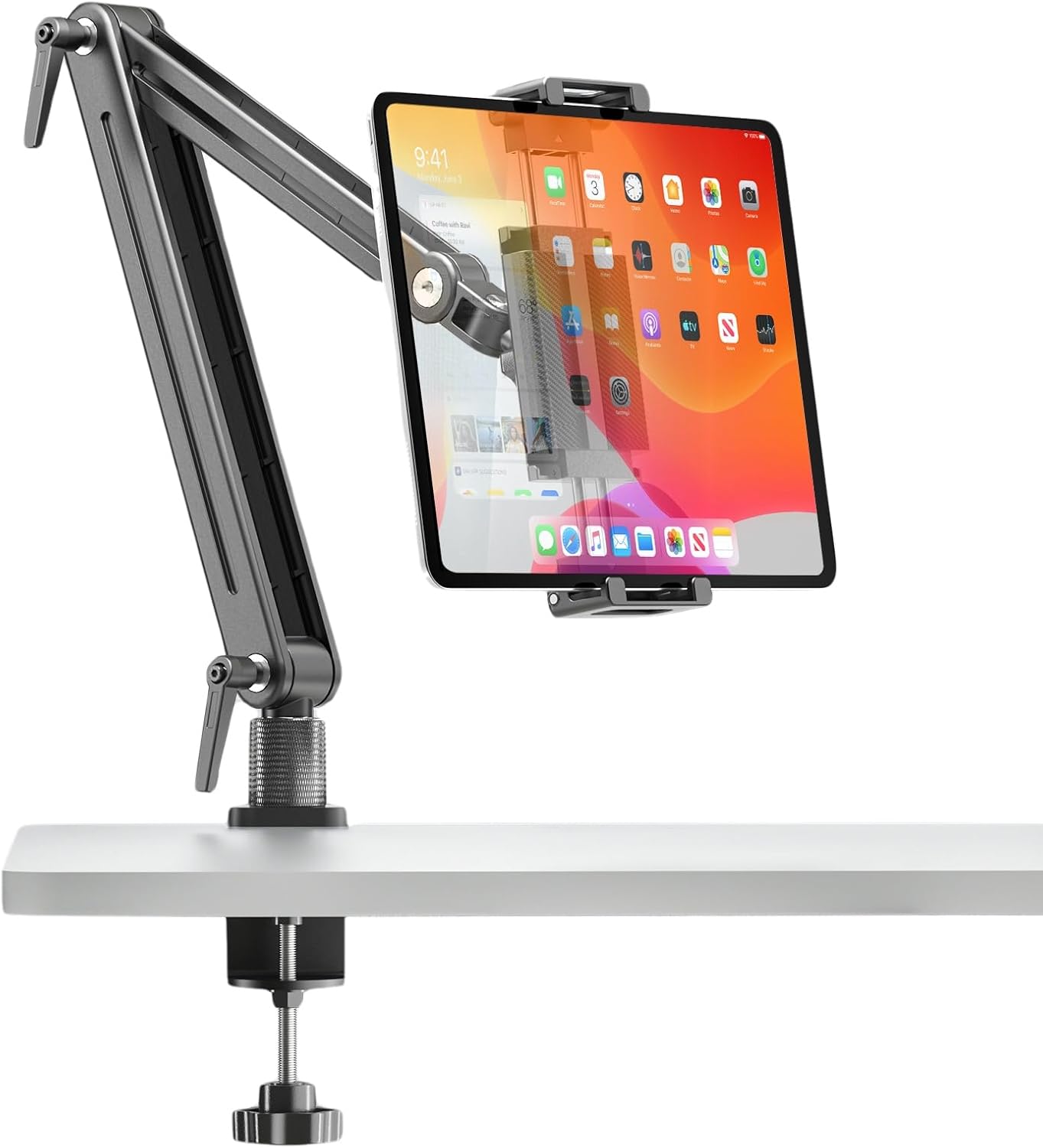 Tablet Halterung Tisch - Tragbare Aluminium Tablethalterungen Kompatibel mit iPad Air/Pro/Mini Samsung Galaxy & 47-185 Zoll Geräten - iPad Halterung Bett/Schreibtisch