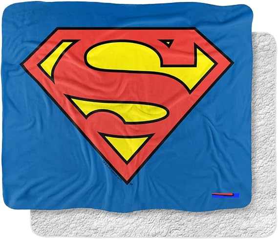 Superman Blanket, 50"x60", Classic Logo Silky Touch Sherpa Back Super Soft Throw Blanket