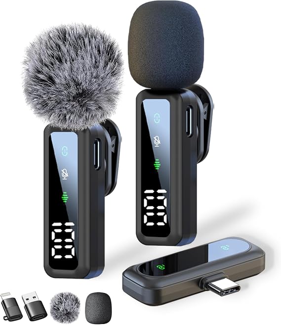 Microphone Mobile Phone - Lapel Microphone Compatible with iPhone/Android/Computer Lavalier Microphone with Noise Cancellation Supports Live Streaming Vlogging YouTube TikTok and Interviews