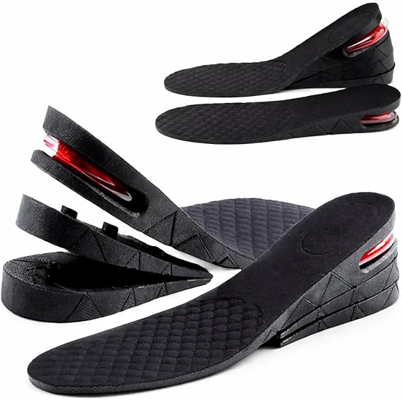 3 Layers Height Increasing Shoe Insoles - Includes 3cm 5cm or 6.5cm Boost Inserts - Invisible Height Increase Insole for Men & Women - Hidden Trainer Hight Increaser Pair