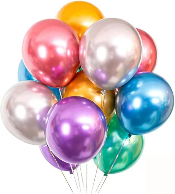 Balon Parlak Metalik Helyum Balon 10 Adet (KARIŞIK)