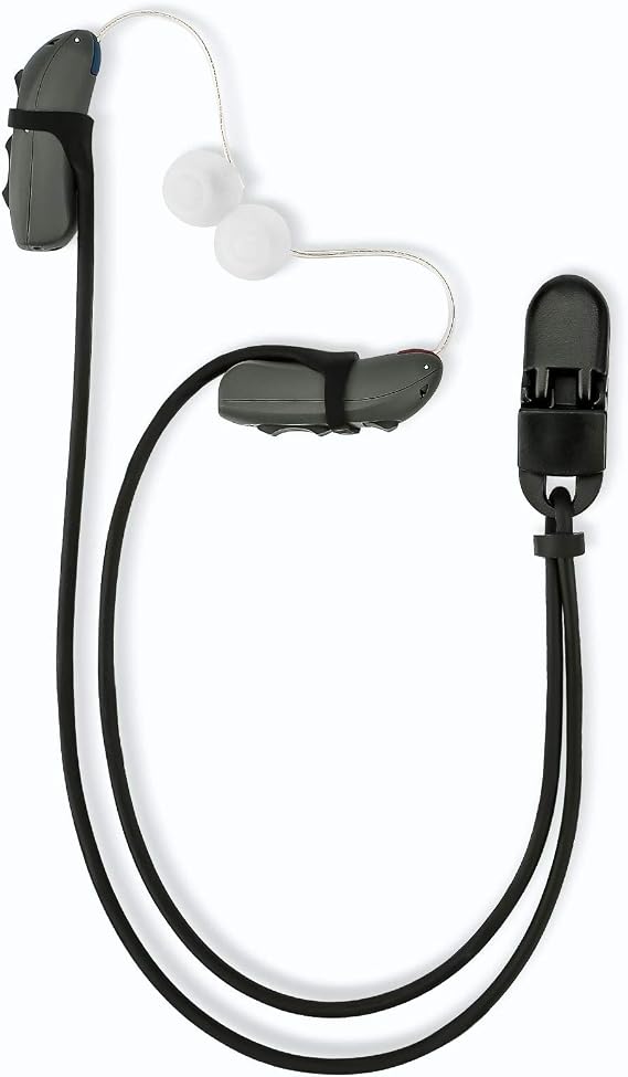 Vivtone Hearing Aids Anti-Lost Lanyard, BTE Hearing Aids Protector with Clip for Seniors and Kids, Essential to Prevent Losing You Hearing Device, 2 Lanyard for Both Devices, Black