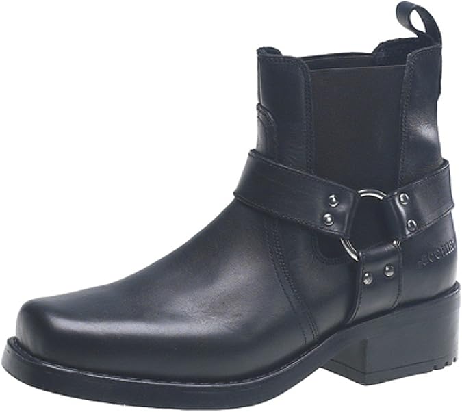 Gringos Black Biker Style Low Harley Leather Boot with Harness