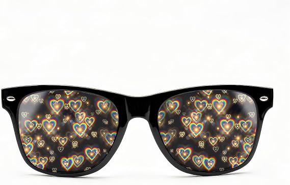 GloFX Ultimate Diffraction Glasses - 3D Rainbow Heart Effect - Great Edm, Concert, and Rave Accessory
