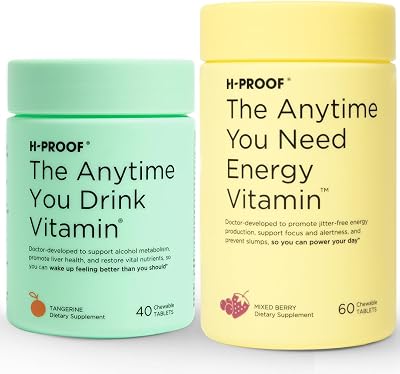 H-PROOF Bundle & Save, The Anytime You Drink Vitamin, 40 Chewable Tablets 20 Servings, Tangerine & The Anytime You Need Energy Vitamin, 60 Chewable Tablets 30 Servings, Mixed Berry
