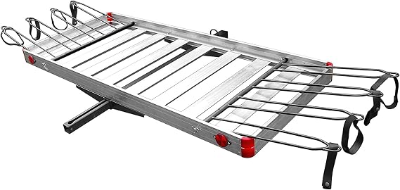 Tow Tuff Truck Hitch Cargo Carrier - 500 lb Aluminum 2-in-1 Rack, Silver