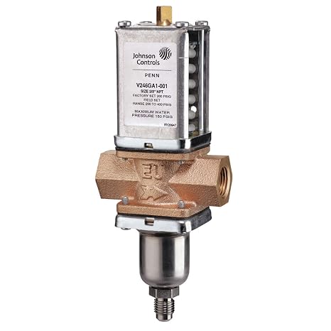 Johnson Controls V246GC1-001C Penn V246 Series Two-Way Water-Regulating Valve for High-Pressure Refrigerant, North American Standard, Direct Acting, Commercial, Style 5, 3/4" NPT Screw