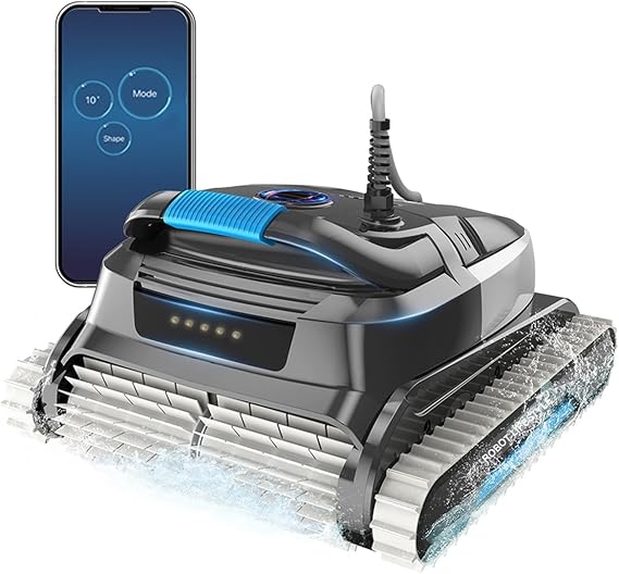 Robotic Pool Cleaner,Climbing Wall Remote Control Robotic Pool Vacuum with APP Mode,Can Climb Walls,15m3/h,Intelligent Route Planning, Up to 98 Feet in Length