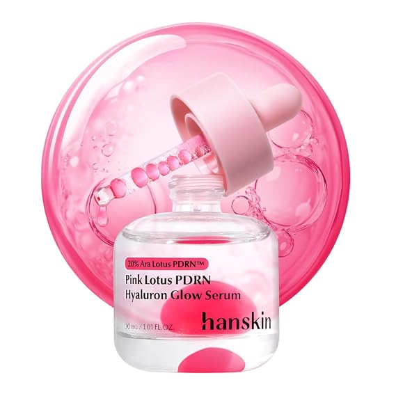 Hanskin Shake PDRN Glow Serum, Pink Lotus PDRN Peptide Serum, 1.01 fl oz | Glass Skin Serum, Vegan Lotus PDRN, Pink Bounce Drop, Hyaluronic Acid, Niacinamide, Hydrating & Firming, Korean Skincare