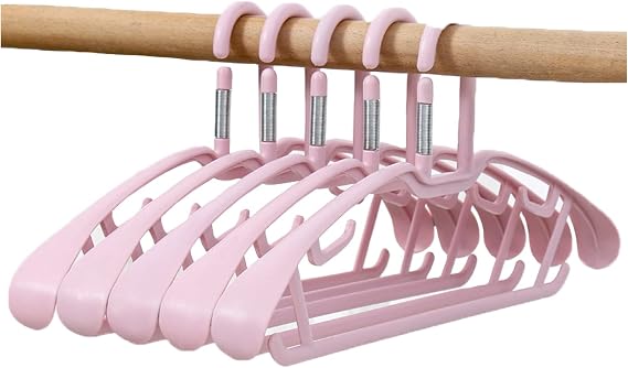 Windproof Hanger, Anti-Drop Wide Shoulders Hangers, Thickened Plastic Clothes Hanger, Household Adult Balcony Drying Rack for Closet Laundry Dry Cleaning Room (Pink)