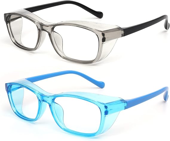 Kids Safety Glasses Anti Fog Goggles with Side Shield & Blue Light Blocking Glass Protective Eyewear Age 5-12