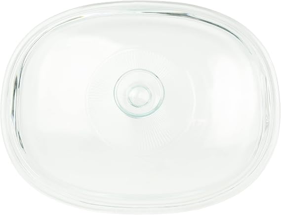 CorningWare DC1.5C Fluted Oval Clear Glass Replacement Lid | Transparent Design | Oven Safe | Microwave Compatible | Dishwasher Safe | Non Porous Surface