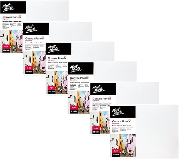 Mont Marte Canvas Panels Signature 5pc, 4 x 4in (10.2 x 10.2cm), Canvas Board, Thin Canvas, Acrylic Titanium Primed, Suitable for Oil and Acrylic Painting, Acid Free