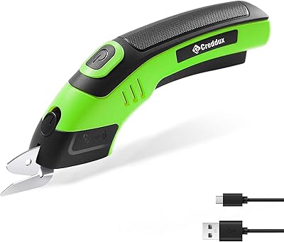 4V Cordless Electric Scissors Cardboard Cutter with Rechargeable Powerful Shears Cutting Tool for Fabric,Easy Carry and Fast Charging,Green