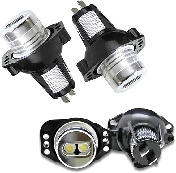 iJDMTOY White LED Angel Eye Bulbs Compatible with BMW E90 E91 325i 330i Pre-LCI, Powered by 2-Piece 3W 7000K Xenon White LED Diodes
