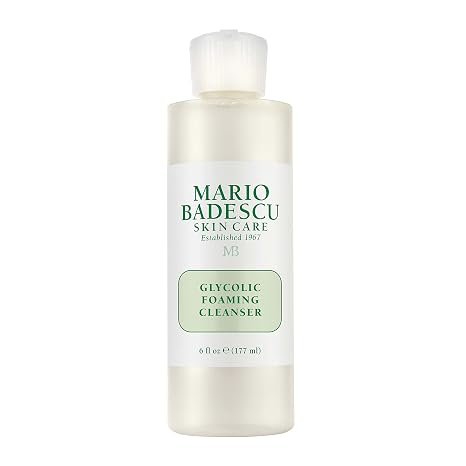 Mario Badescu Glycolic Foaming Cleanser for All Skin Types| Exfoliating Face Wash with Glycolic Acid & Aloe Vera| Visibly Evens Skin Tone & Texture
