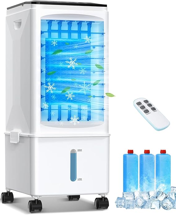 Portable Air Conditioners, 3-IN-1 Evaporative Air Cooler, 2.5 Gal Fast Cooling Portable AC Unit w/Remote & Timer, 3 Speed Quiet Swamp Cooler, Windowless Air Conditioner Fan for Room Office Garage