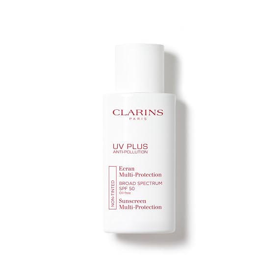 Clarins UV Plus Anti Pollution Sunscreen for Face | Broad Spectrum SPF 50 | Oil Free, No White Cast | UVA/UVB and Pollution Protection | Protective Antioxidants | All Skin Types