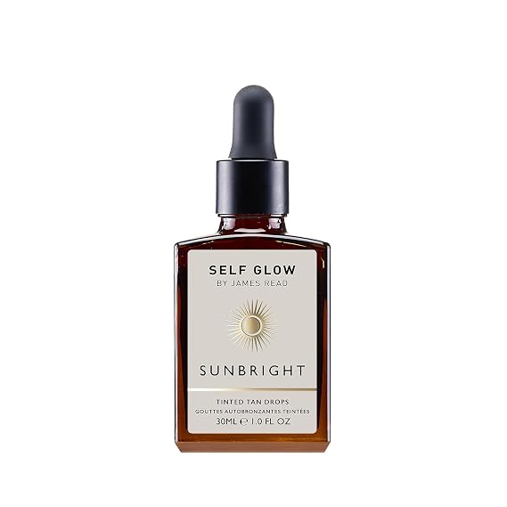 Self Glow by James Read - Sunbright Mix-In Tinted Tan Drops (30mL) | For a Customizable Glow | Blend into Moisturizer, Serum, Makeup | Instant, Buildable Glow | Silicone + Drying Alcohol-Free