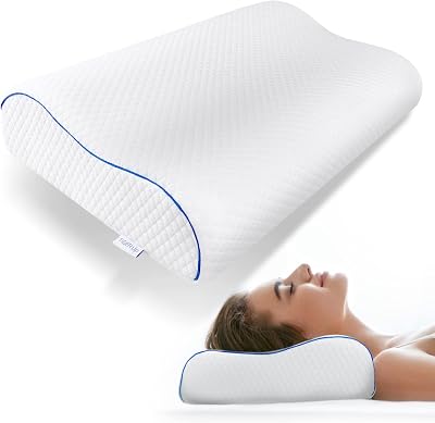 Contoured Pillow for Neck Support: Soft Neck Support Firm Pillow for Neck and Shoulder Pain Relief, Adjustable Ergonomic Orthopedic Neck Pillows with Washable Case White
