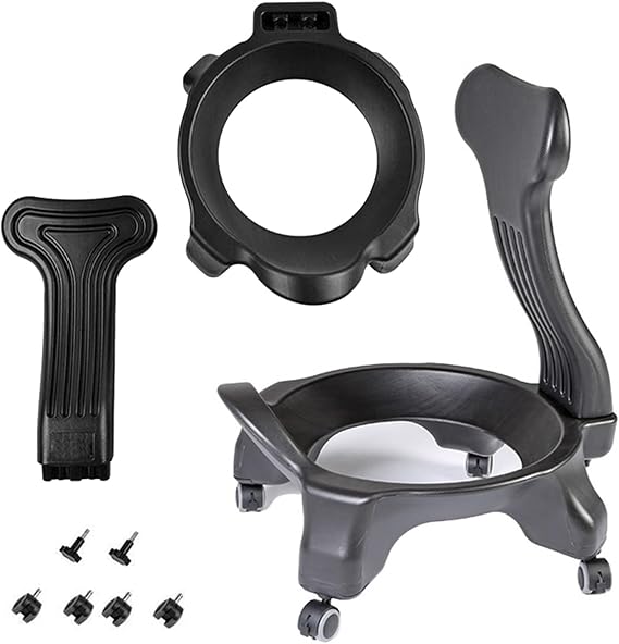 Yoga Ball Chair Base Only Without Ball, Stability Balance Ball Chair Frame for Home Office, Ball Stand Set with Wheels & Back Support