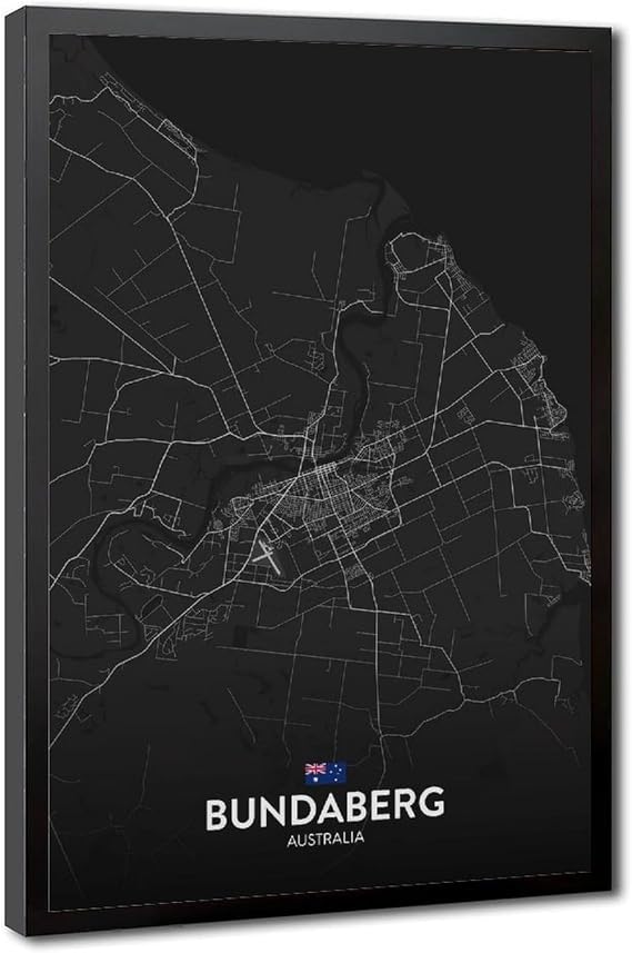 Bundaberg AU Posters Prints Canvas Decorations Paintings Black And White Wall Art For Offices Living Rooms And Bedrooms Minimalist Style Black Hanging Frames 08x12in