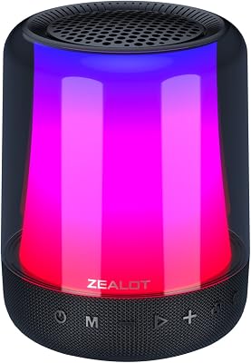 ZEALOT Bluetooth Speaker, Portable Bluetooth Speaker with 11 Colors Lights, 24W Loud HD Stereo Sound, Super Bass Wireless Speaker,V5.2 Bluetooth, Dual Pairing,TF CardUSBAUX for Party, Home