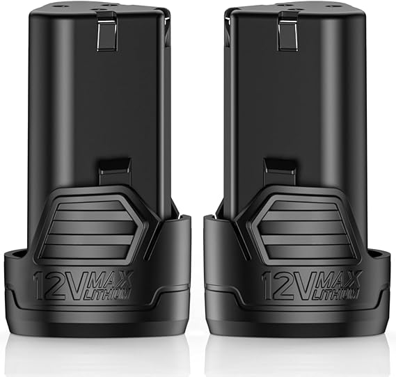 KIMO 2 Pack of 12V 2.0Ah Lithium-Ion Battery 12V Ratchet Wrench, Brad Nailer, Drill Driver, Compatible 12 Volt Power Tools