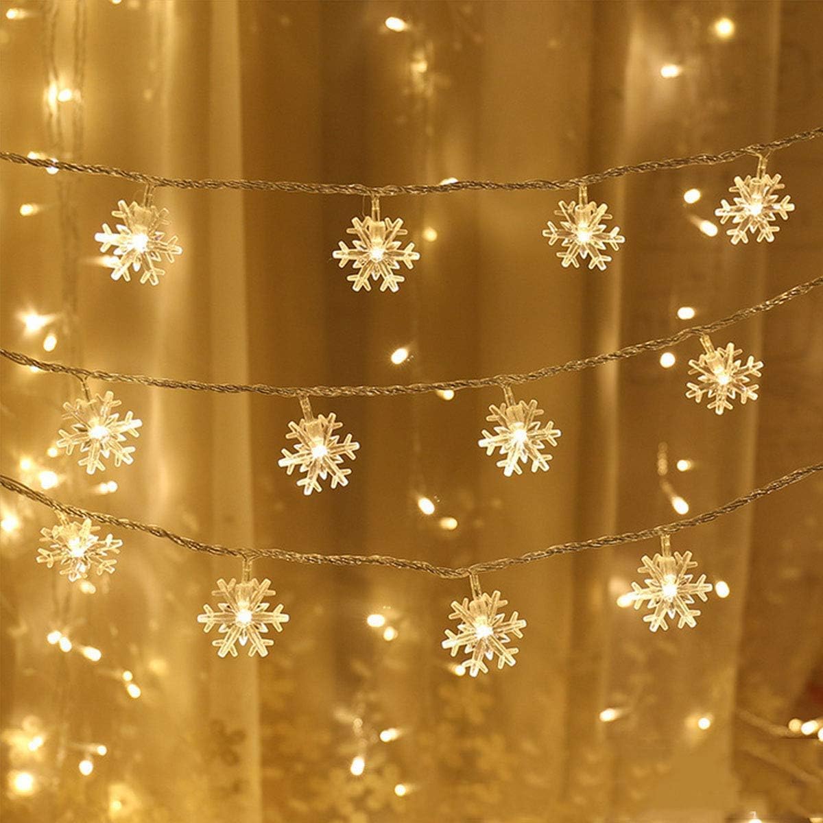 ROBEVE Snowflake Led Light Christmas Lighting Decoration Light Decoration Lighting Battery Powered 5 Meters 28 Snowflakes Daylight Garden Lighting Christmas Tree Light Special Day Birthday Party Led Light Fairy