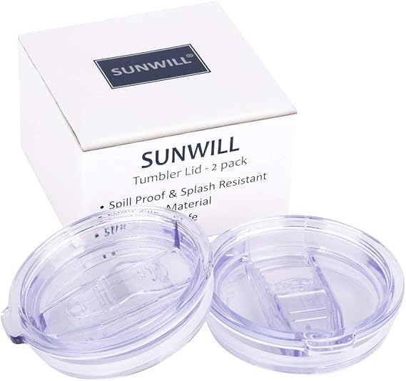 SUNWILL Sadece Kapak 590 ml Seyahat Bardakları, Dökülmeye Dayanıklı Kapak, Sıçramaya Dayanıklı Silikon Sürgülü Kapak Yedek 2 Paket, Pipet Dostu, BPA İçermez