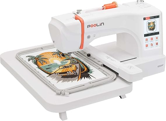 Poolin EOC07 Embroidery Machine,with 7" Touchscreen,200 Built-in Designs