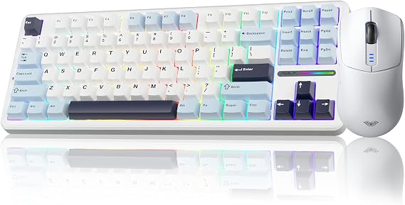 AULA Wireless Keyboard and Mouse Combo, F87 Mechanical Keyboard+SC580 Wireless Gaming Mouse White