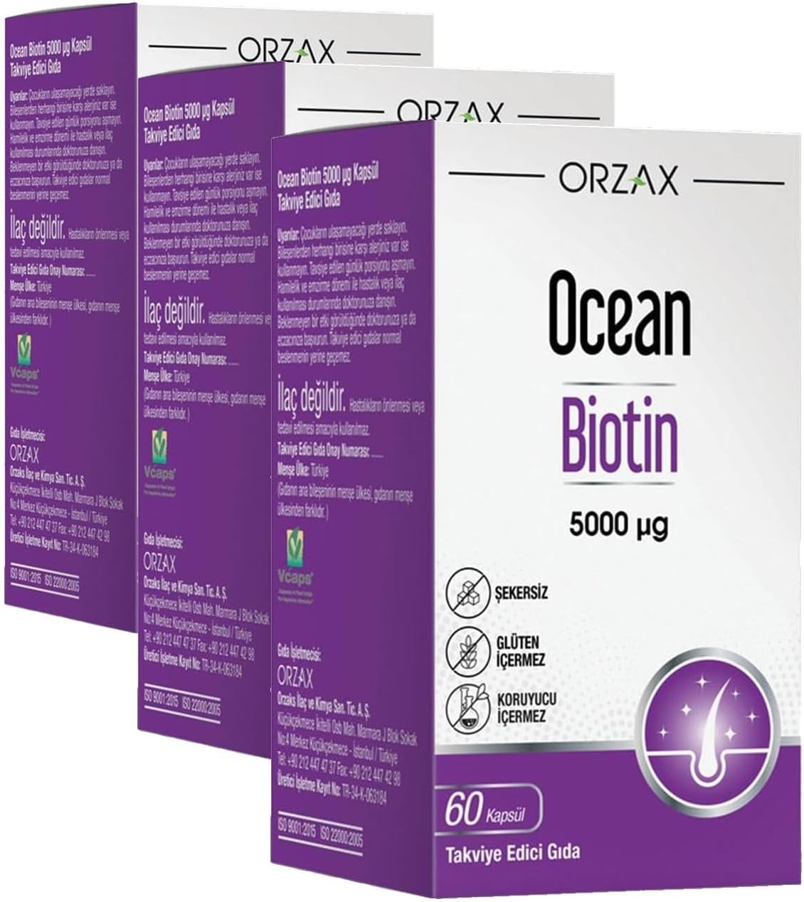 Ocean Biotin 5000mcg 60 Kapsül (3 paketi)