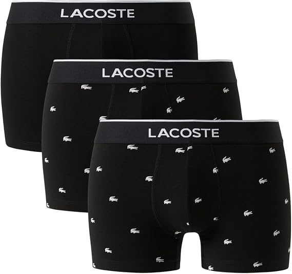 Lacoste Men's Cotton Stretch Mini Croc Print Trunks, 3-pack (s)
