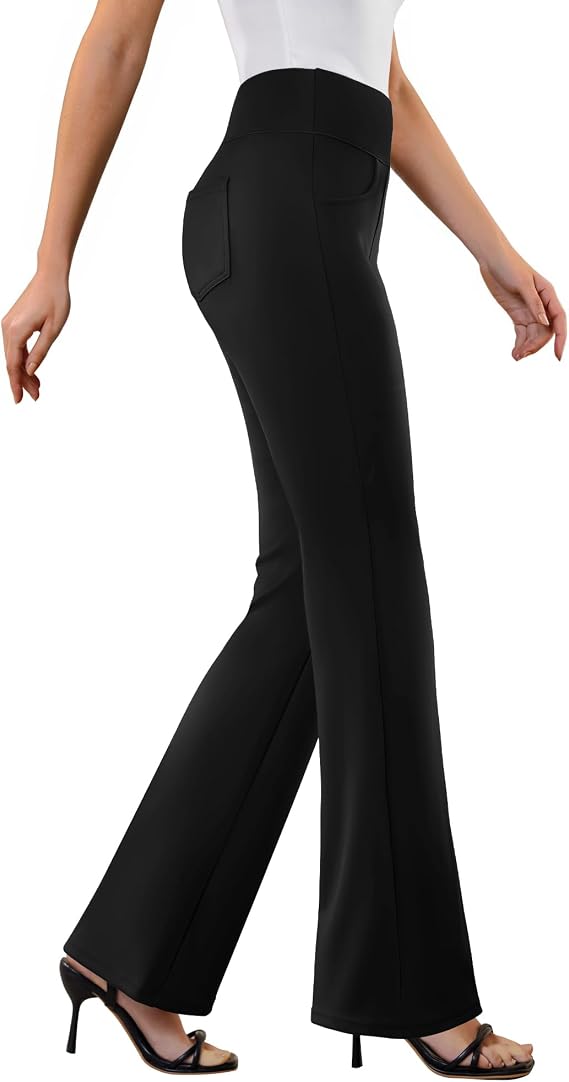 DLOODA Womens Dress Pants Stretchy Work Pants Flare Slacks with 4 Pockets
