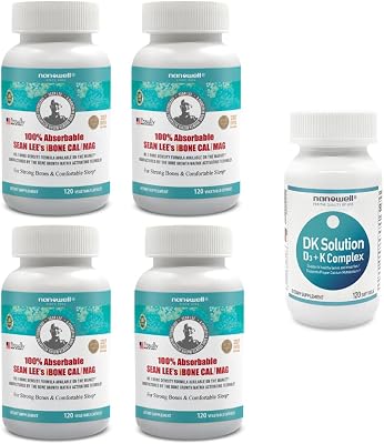 NANOWELL Sean Lees iBone Cal Mag 120 Vegetable Capsules X 4 Bottles  1 Bottle of DK Solution - Bone Health, Calcium and Immune Support Supplement 120 Count Pack of 4  DK Solution