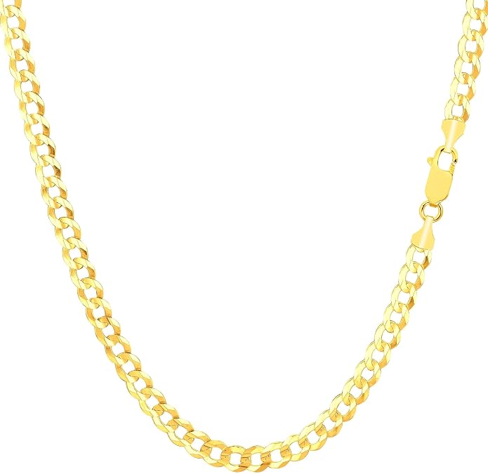 Jewelry Affairs 14K Yellow Gold Filled Solid Curb Chain Necklace, 4mm