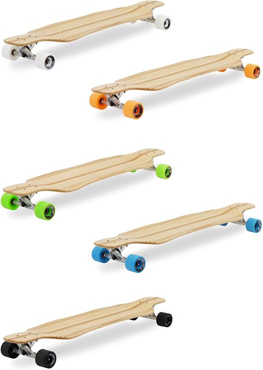 Two Bare Feet 'The Larry' 39in Pintail Bamboo Series Premium Longboard Skateboard (Blue wheels)