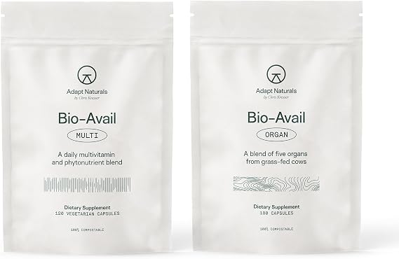 Adapt Naturals Foundational Nutrition Bundle Bio-Avail Multivitamin & Organ Supplement with Grass-Fed Liver, Heart, Kidney & More 30-Day Supply