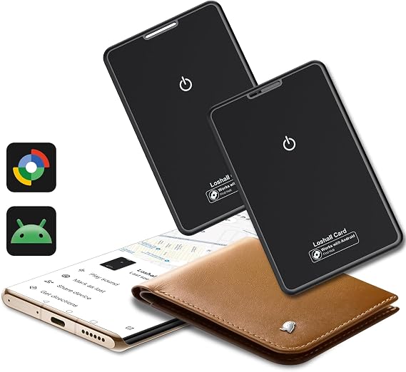 2 Packs Android Wallet Tracker Card, Compitable with Google Find Hub(Android Only), Non-rechargeable, IP68 Waterproof Ultra Slim Card Tracker, Item finder for Suitcases, Bags, Passports, Tracker Tag