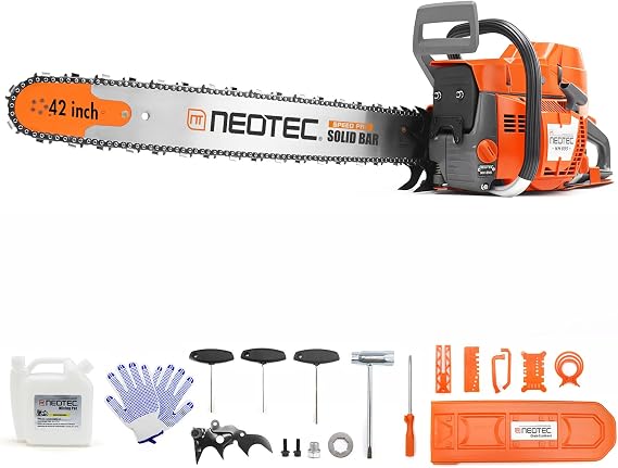 NEO-TEC NH895 94cc Gas Chainsaw 42 Inch 2-Stroke Gas Powered Chain Saw All Parts Compatible with Husqvarna 394 395 394XP 395XP Professional Motosierra De Gasolina for Tree Cutting Clearing Forestry