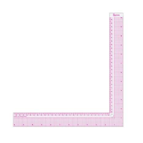 KEARING 12" Plastic L-Square Ruler - Clear Sewing Ruler for Pattern Making | Clear L-shaped right angle ruler for dressmaking and fashion design. Non-rub sandwich line scale for sewing patterns.