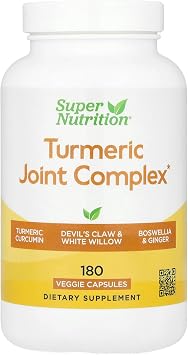 SuperNutrition Turmeric Joint Complex with Devils Claw Extract, Boswellia Extract, White Willow Extract, and Ginger Extract, 180 Veggie Capsules