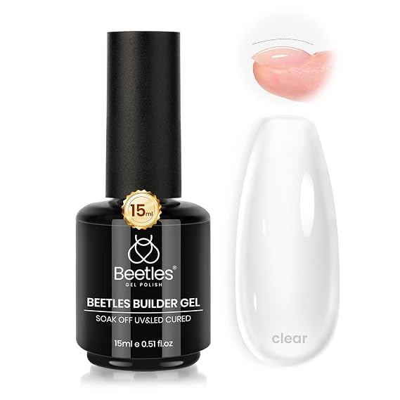 Beetles Builder Gel for Nails, 8 in 1 Clear Builder Nail Gel | Building Instant Apex Strengthener Thickening for Thin Nails, Beginner DIY Salon at Home, UV LED Lamp Cured