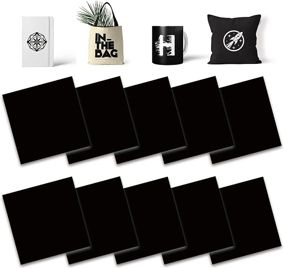 Lucky Goddness Black Sublimation Transfer Sheets, 10 PCS 12"x12" Pre-Inked Infusible Transfer Paper for Heat Mug Press, T-Shirts, Mugs, Tumblers, Coasters, No Sublimation Printer Needed
